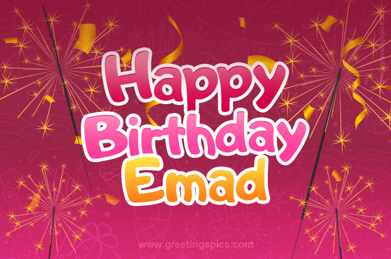 Happy Birthday Emad Image with sparklers