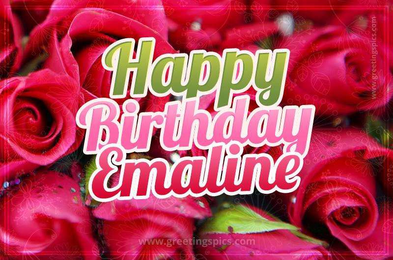 Happy Birthday Emaline beautiful Image with red roses