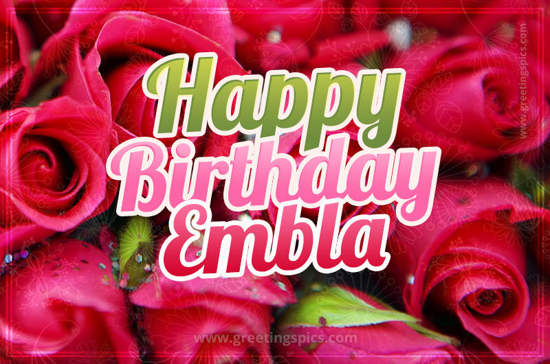 Happy Birthday Embla beautiful Image with red roses