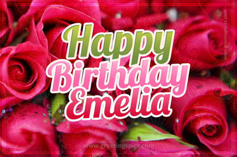 Happy Birthday Emelia beautiful Image with red roses