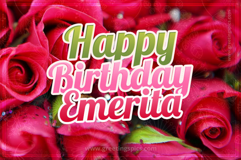 Happy Birthday Emerita beautiful Image with red roses