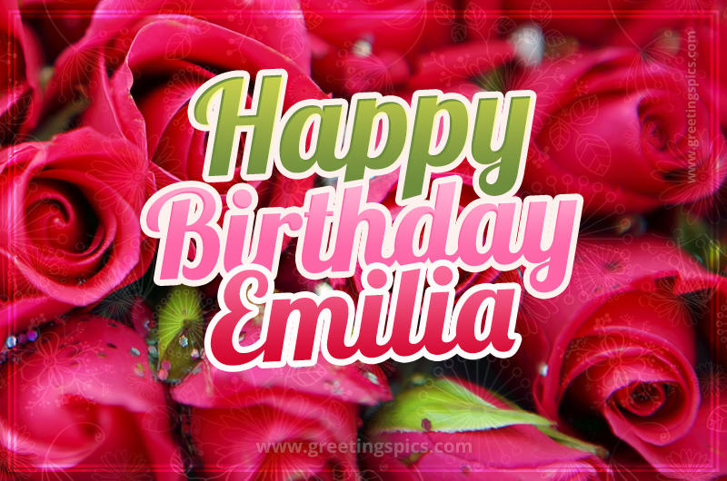 Happy Birthday Emilia beautiful Image with red roses