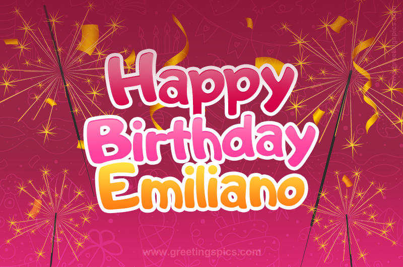 Happy Birthday Emiliano Image with sparklers