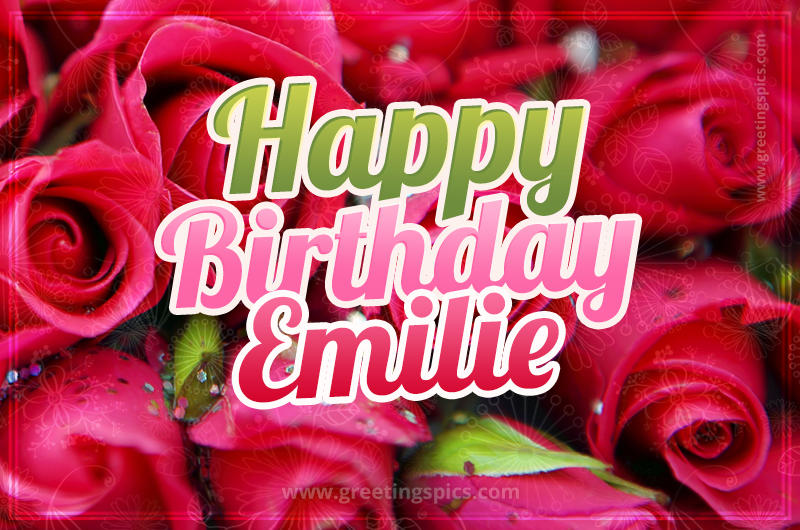 Happy Birthday Emilie beautiful Image with red roses