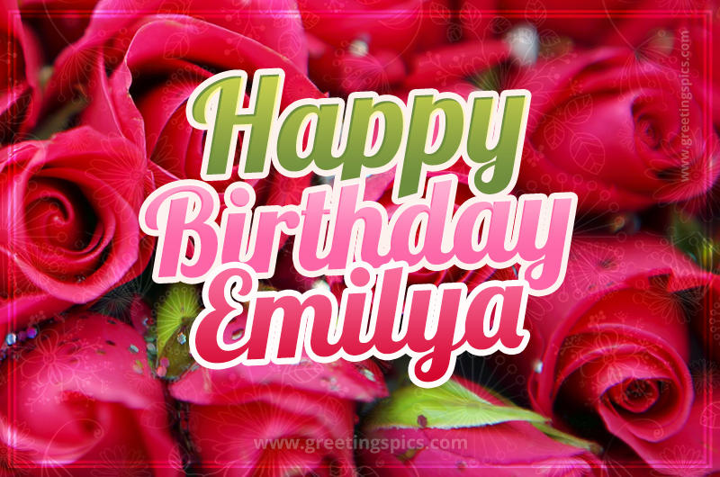 Happy Birthday Emilya beautiful Image with red roses