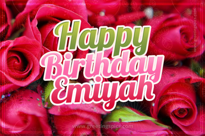 Happy Birthday Emiyah beautiful Image with red roses