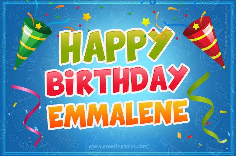 Happy Birthday Emmalene picture with confetti and party poppers