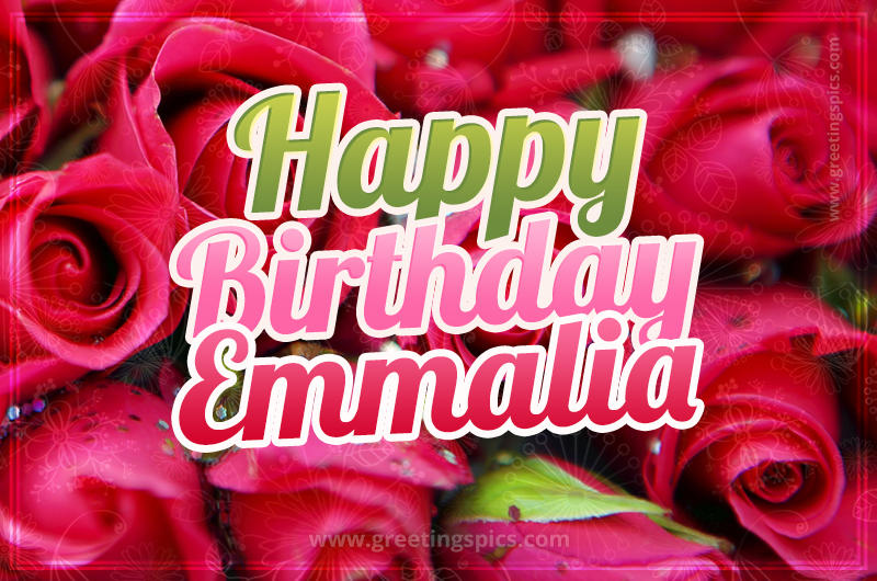 Happy Birthday Emmalia beautiful Image with red roses