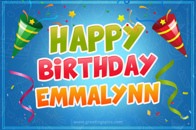 Happy Birthday Emmalynn picture with confetti and party poppers