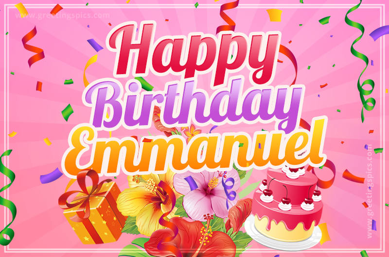 Beautiful Birthday Card for Emmanuel with pink background