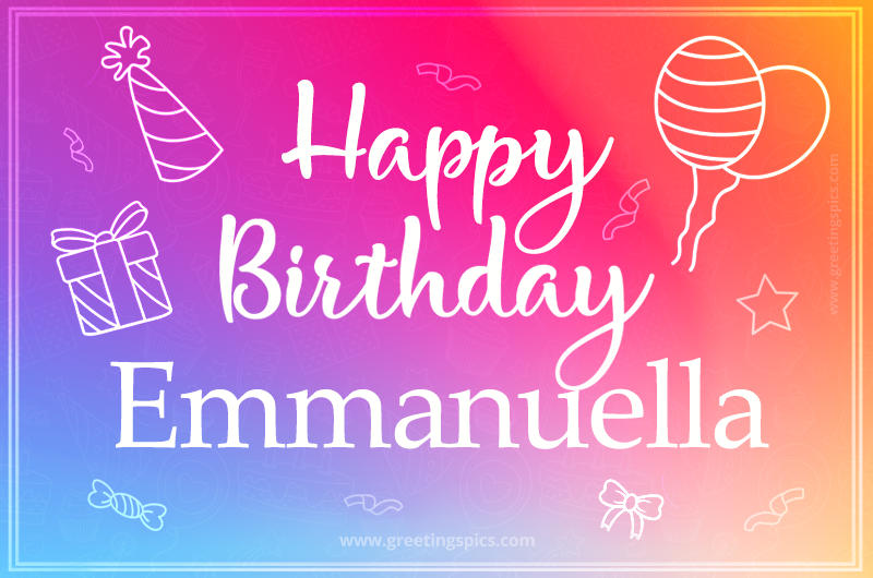 Colorful Happy Birthday Card For Emmanuella