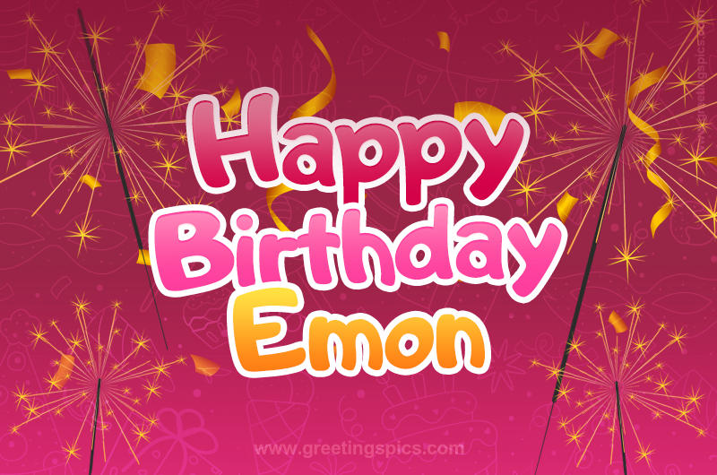 Happy Birthday Emon Image with sparklers