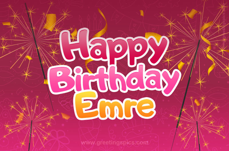 Happy Birthday Emre Image with sparklers