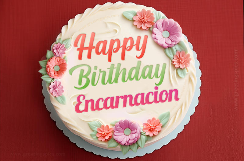 Happy Birthday Encarnacion Cake Image With Name