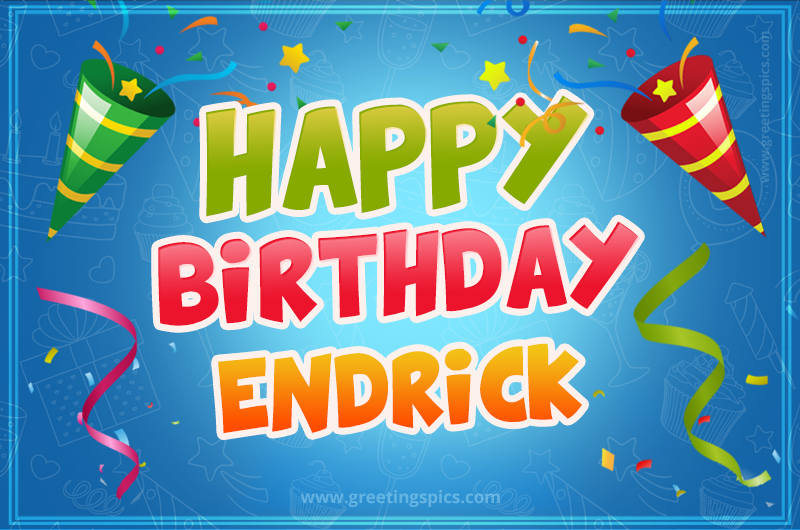 Happy Birthday Endrick picture with confetti and party poppers