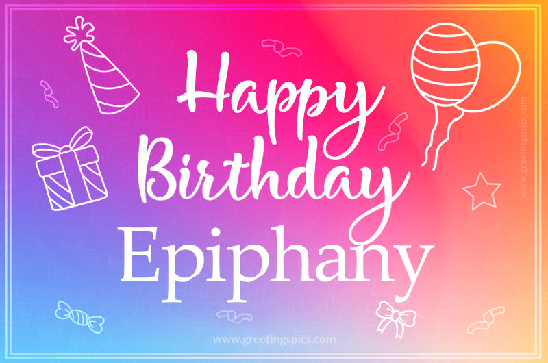 Colorful Happy Birthday Card For Epiphany