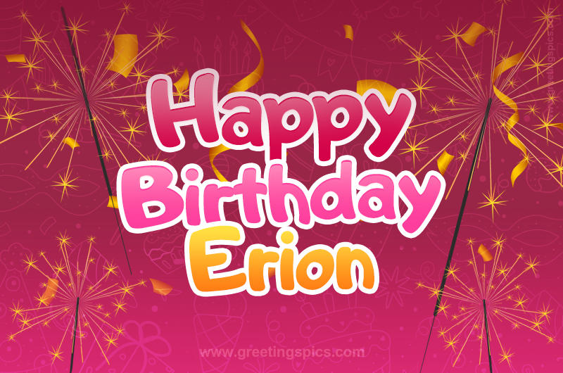 Happy Birthday Erion Image with sparklers