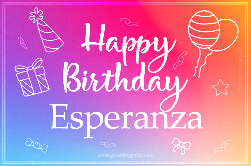 Colorful Happy Birthday Card For Esperanza