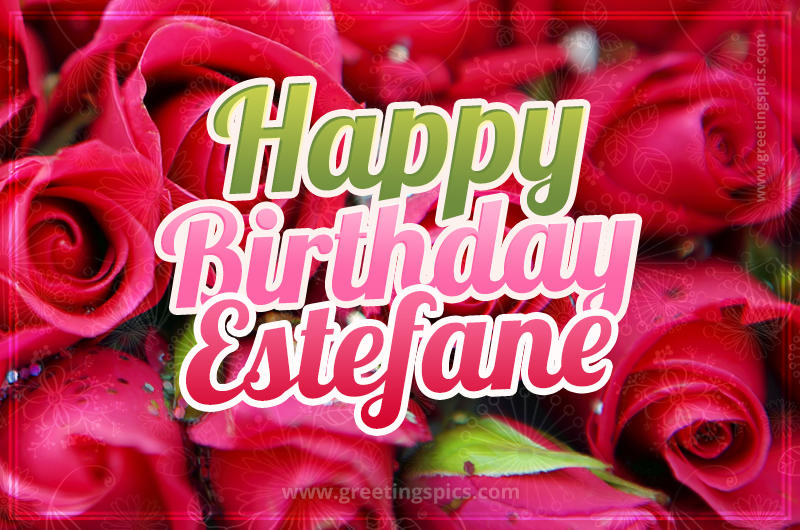 Happy Birthday Estefane beautiful Image with red roses