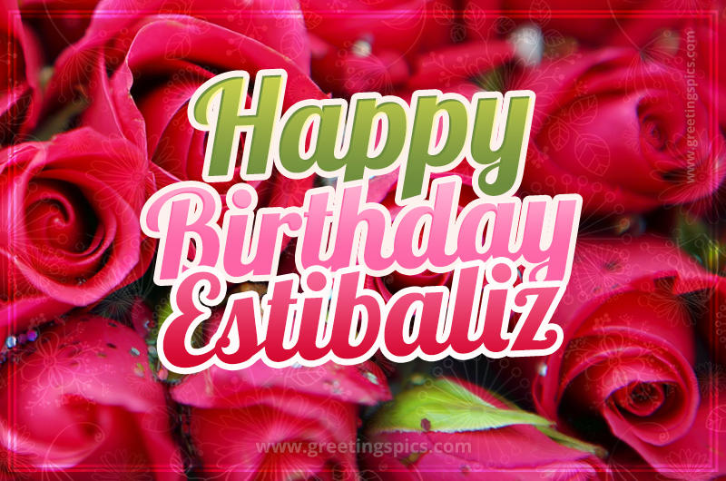 Happy Birthday Estibaliz beautiful Image with red roses