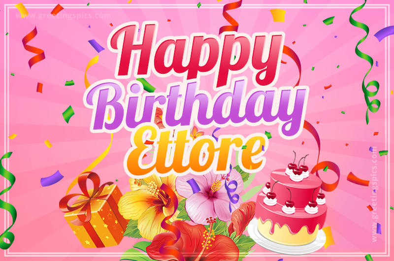 Beautiful Birthday Card for Ettore with pink background