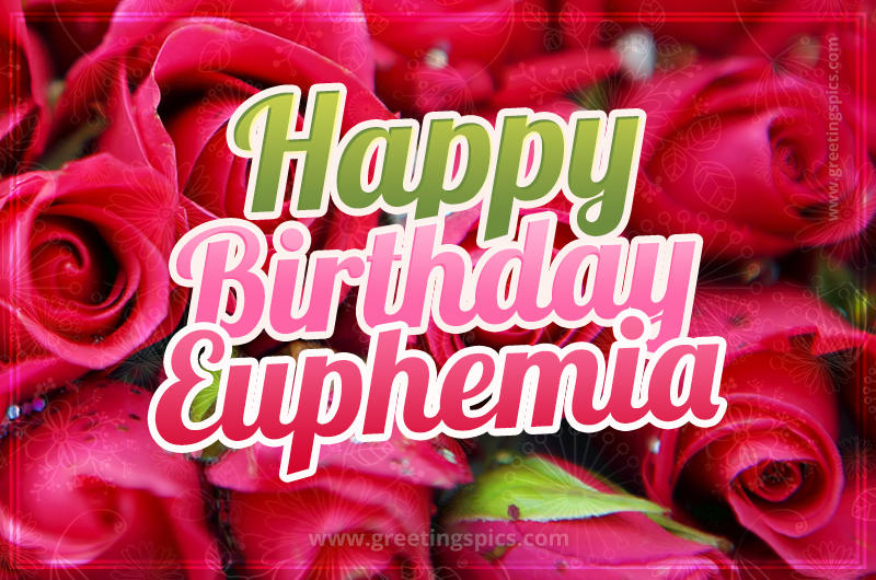 Happy Birthday Euphemia beautiful Image with red roses