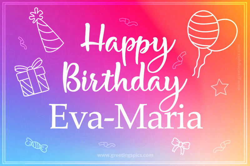 Colorful Happy Birthday Card For Eva-Maria