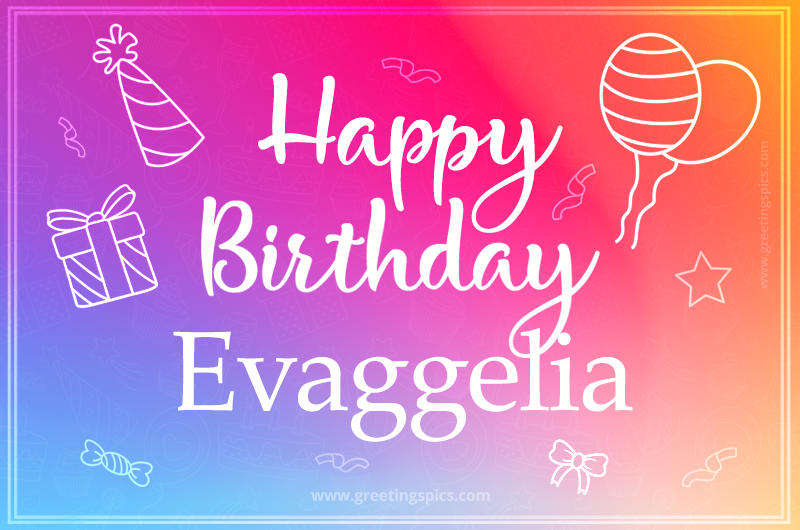 Colorful Happy Birthday Card For Evaggelia