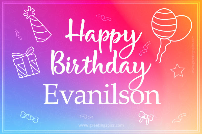 Colorful Happy Birthday Card For Evanilson