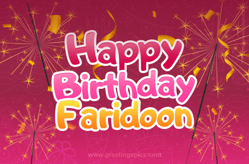 Happy Birthday Faridoon Image with sparklers