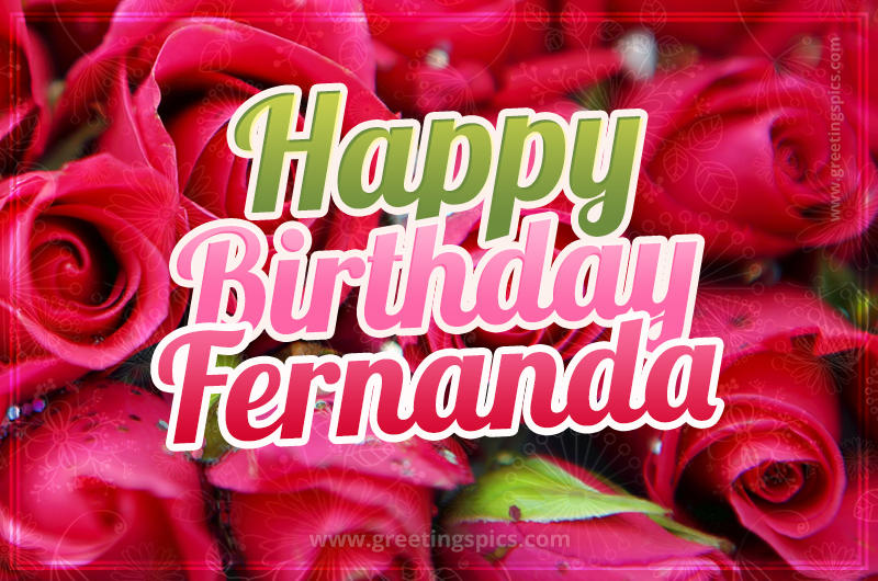 Happy Birthday Fernanda beautiful Image with red roses