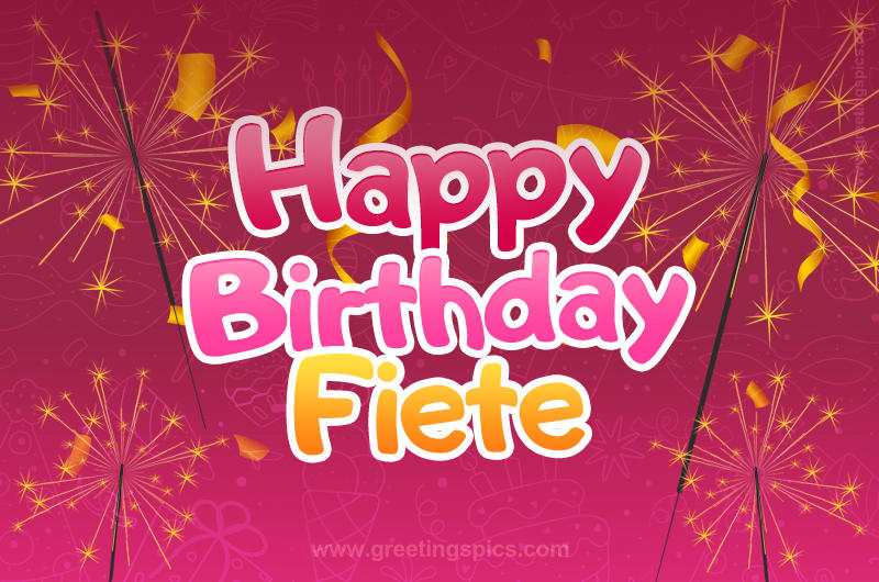 Happy Birthday Fiete Image with sparklers