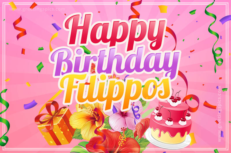 Beautiful Birthday Card for Filippos with pink background