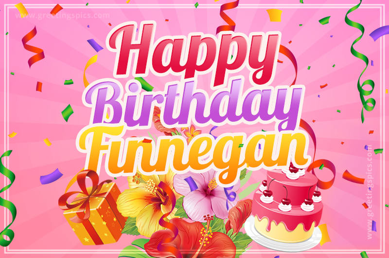 Beautiful Birthday Card for Finnegan with pink background