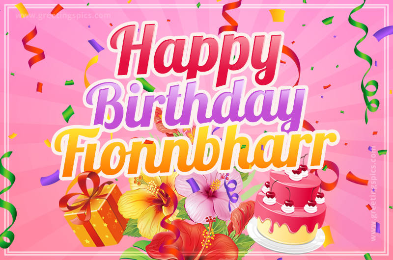 Beautiful Birthday Card for Fionnbharr with pink background