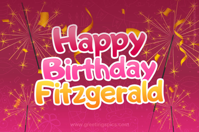 Happy Birthday Fitzgerald Image with sparklers