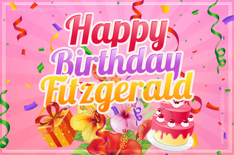 Beautiful Birthday Card for Fitzgerald with pink background