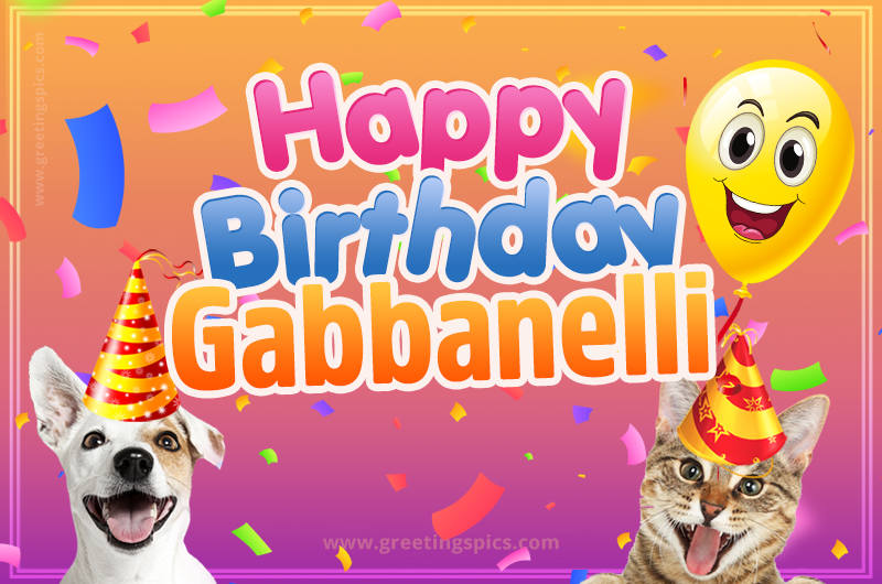 Happy Birthday Gabbanelli Funny Image with cat and dog