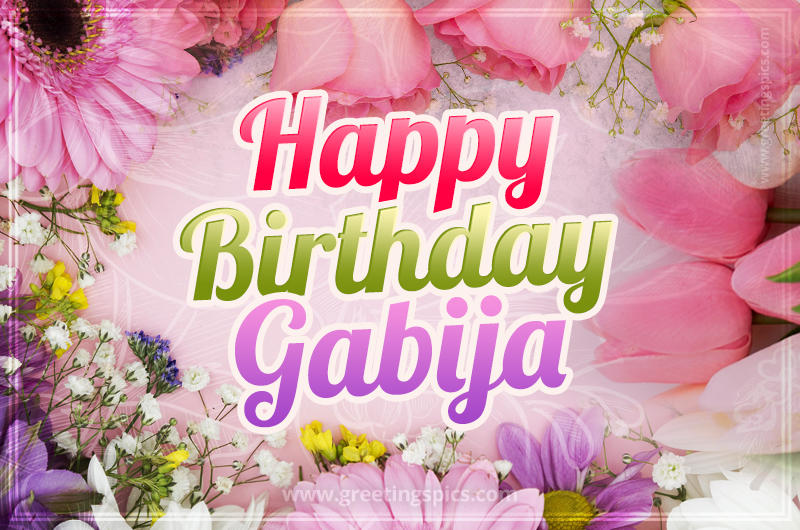 Happy Birthday Gabija Picture with beautiful flowers