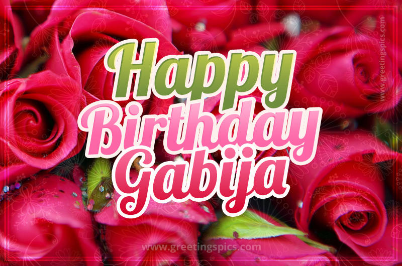 Happy Birthday Gabija beautiful Image with red roses