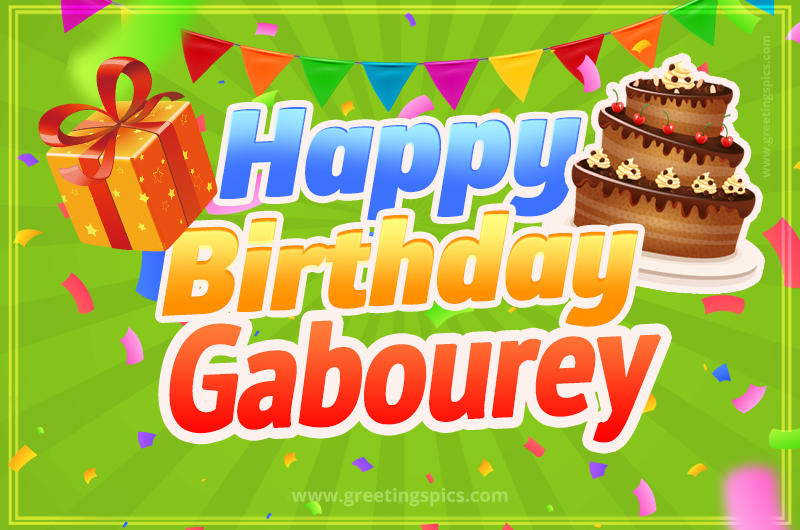 Happy Birthday Gabourey picture with flags, chocolate cake and gift box