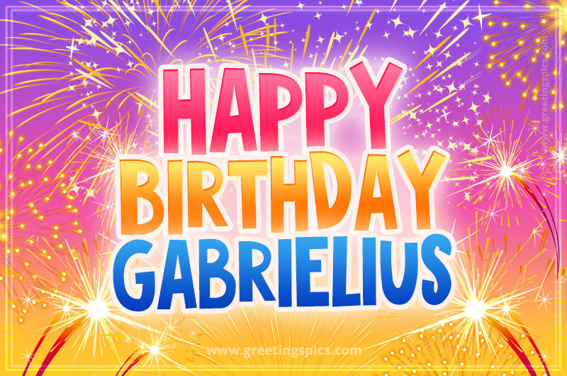 Happy Birthday Gabrielius Picture with fireworks