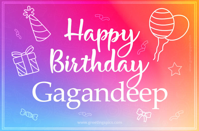 Colorful Happy Birthday Card For Gagandeep