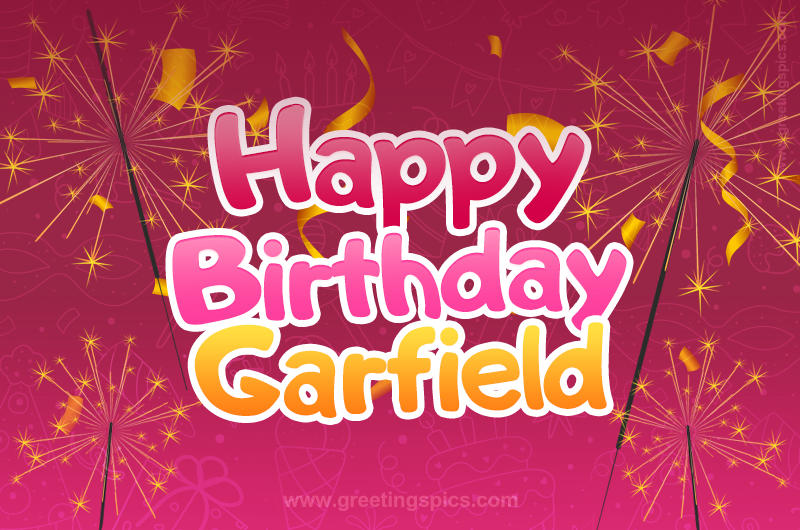 Happy Birthday Garfield Image with sparklers