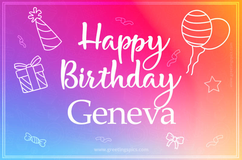 Colorful Happy Birthday Card For Geneva