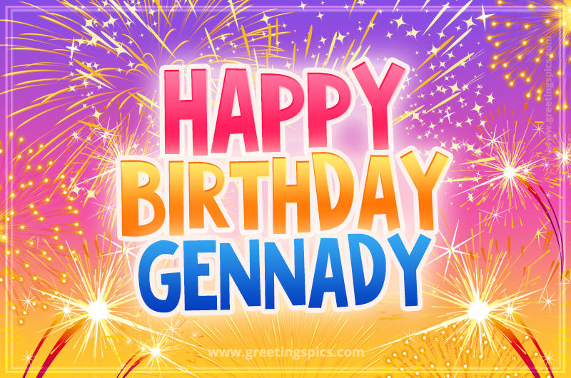 Happy Birthday Gennady Picture with fireworks