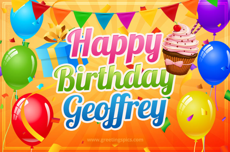 Happy Birthday Geoffrey eCard with gift box and cupcake