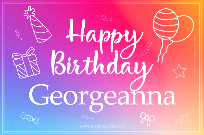 Colorful Happy Birthday Card For Georgeanna