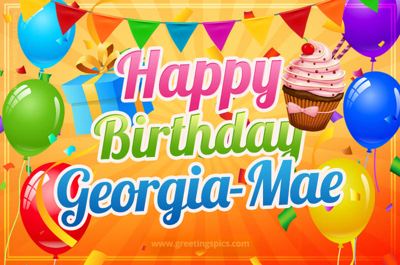 Happy Birthday Georgia-Mae eCard with gift box and cupcake