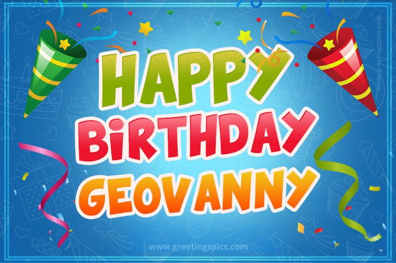 Happy Birthday Geovanny picture with confetti and party poppers